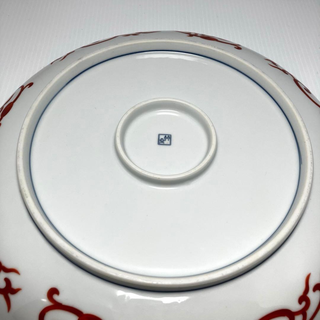 希少 有田焼 林斎窯 古伊万里 大皿 丸皿 赤色 伝統工芸 32cm