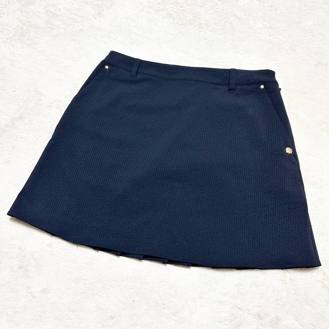 美品 St ANDREWS ゴルフウェア バックプリーツ スカート 黒 ロゴ