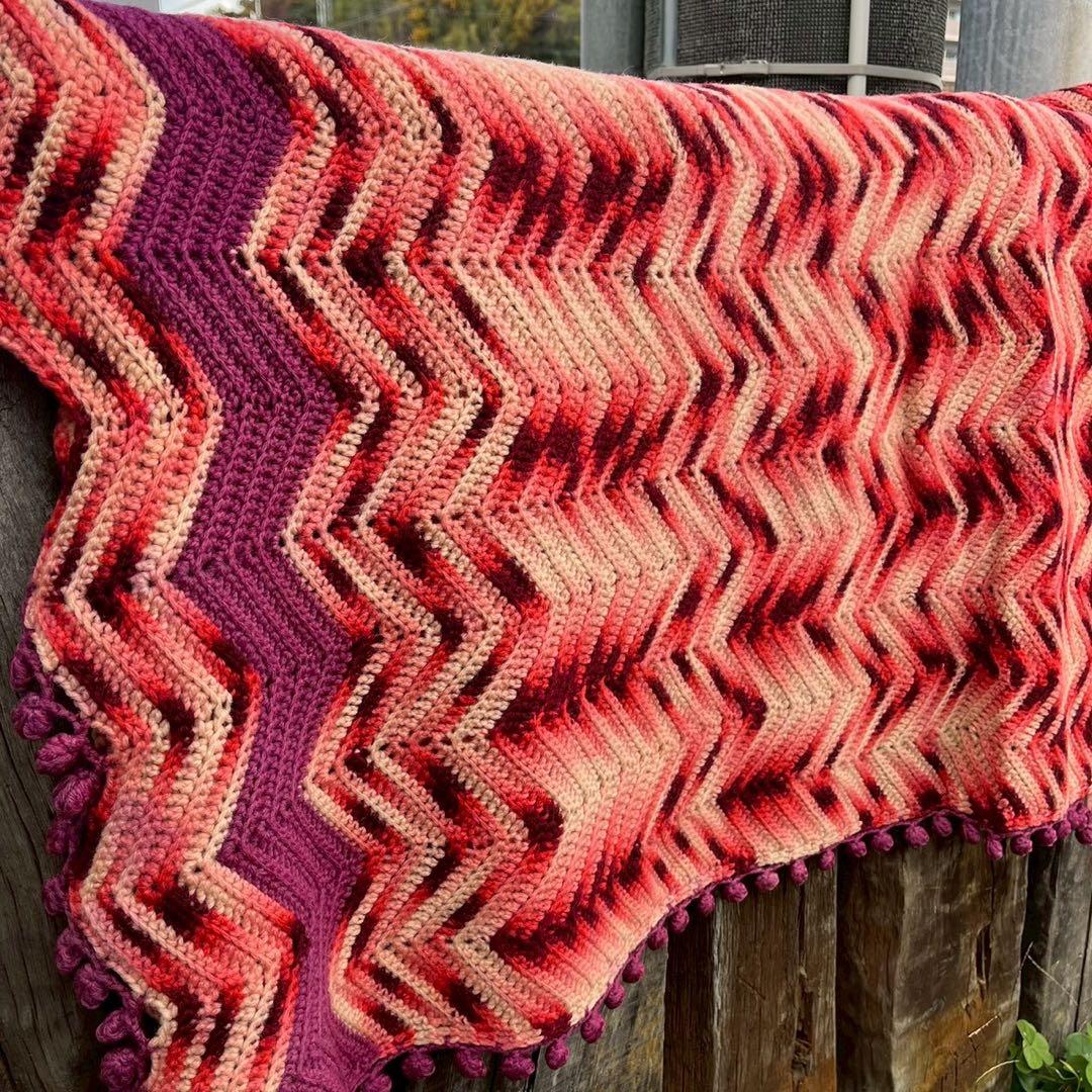 【USA vintage】 グラニーブランケット　ラグ　ピンク　アメリカ