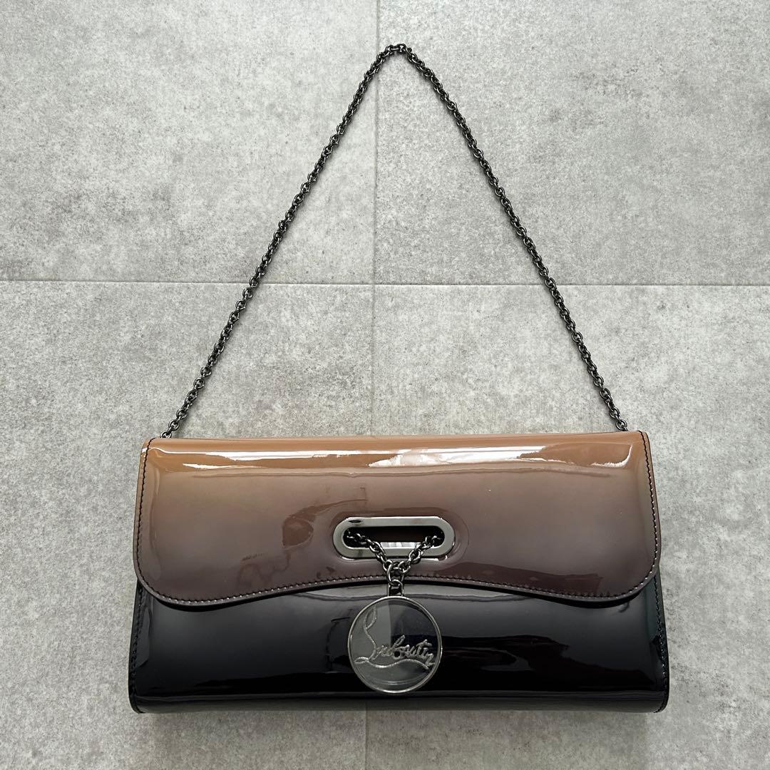 クリスチャンルブタン リヴィエラ クラッチ エナメル ブラウン系 グラデ 箱付