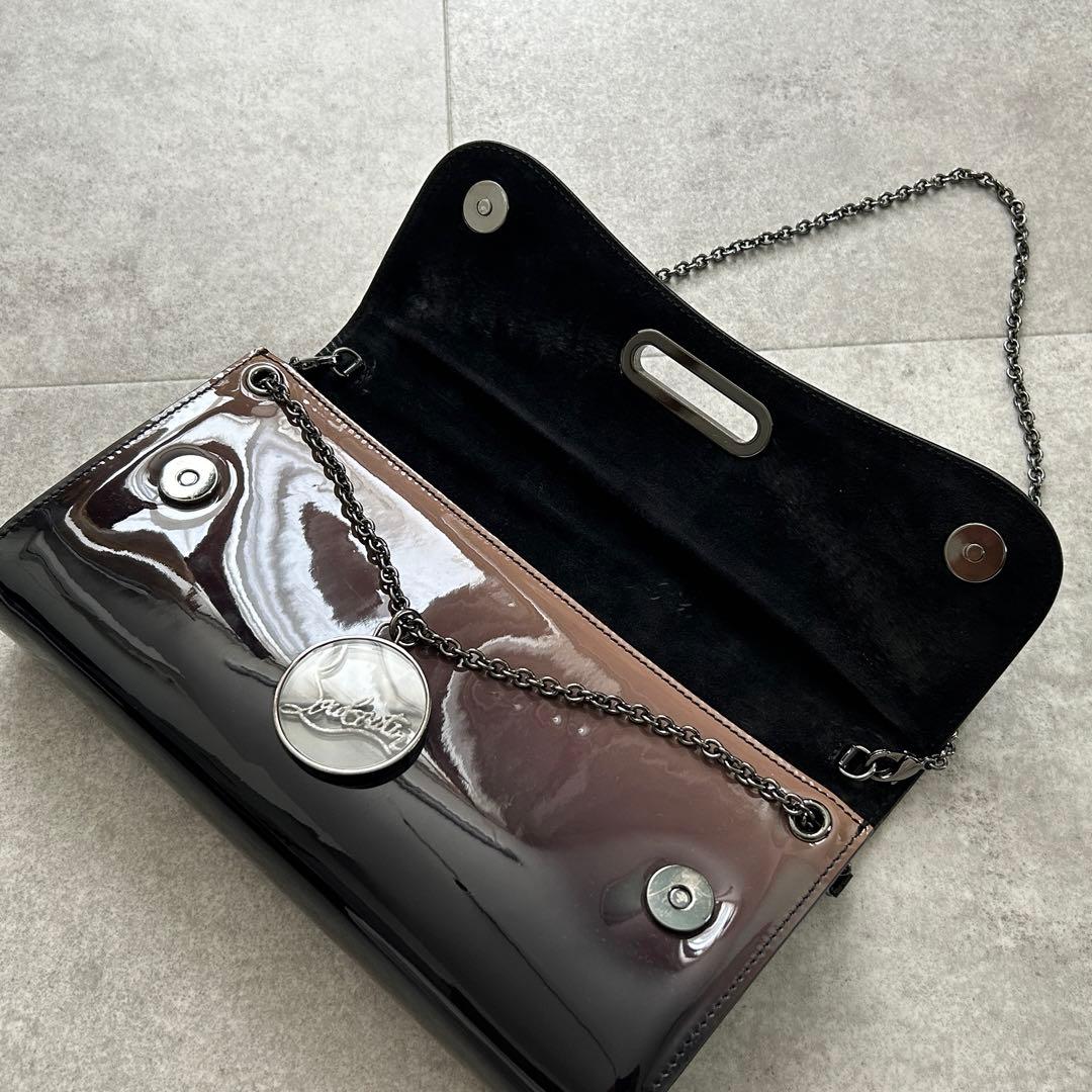 クリスチャンルブタン リヴィエラ クラッチ エナメル ブラウン系 グラデ 箱付