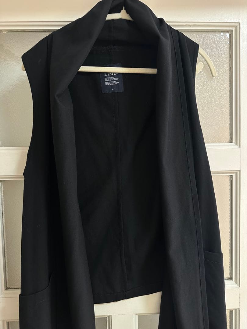 LIMI feu リミフゥ ウール 100% ロングジレ ベスト 黒 S