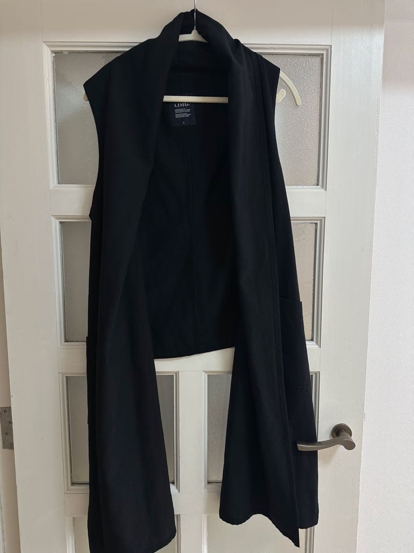 LIMI feu リミフゥ ウール 100% ロングジレ ベスト 黒 S