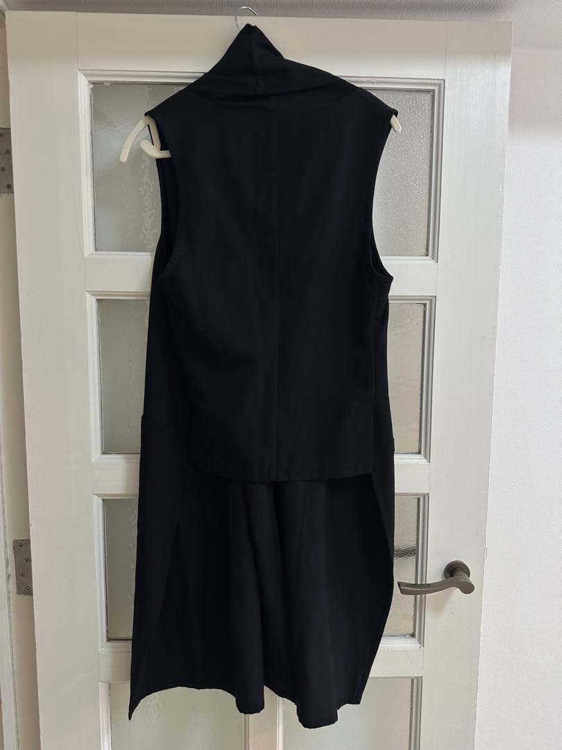 LIMI feu リミフゥ ウール 100% ロングジレ ベスト 黒 S