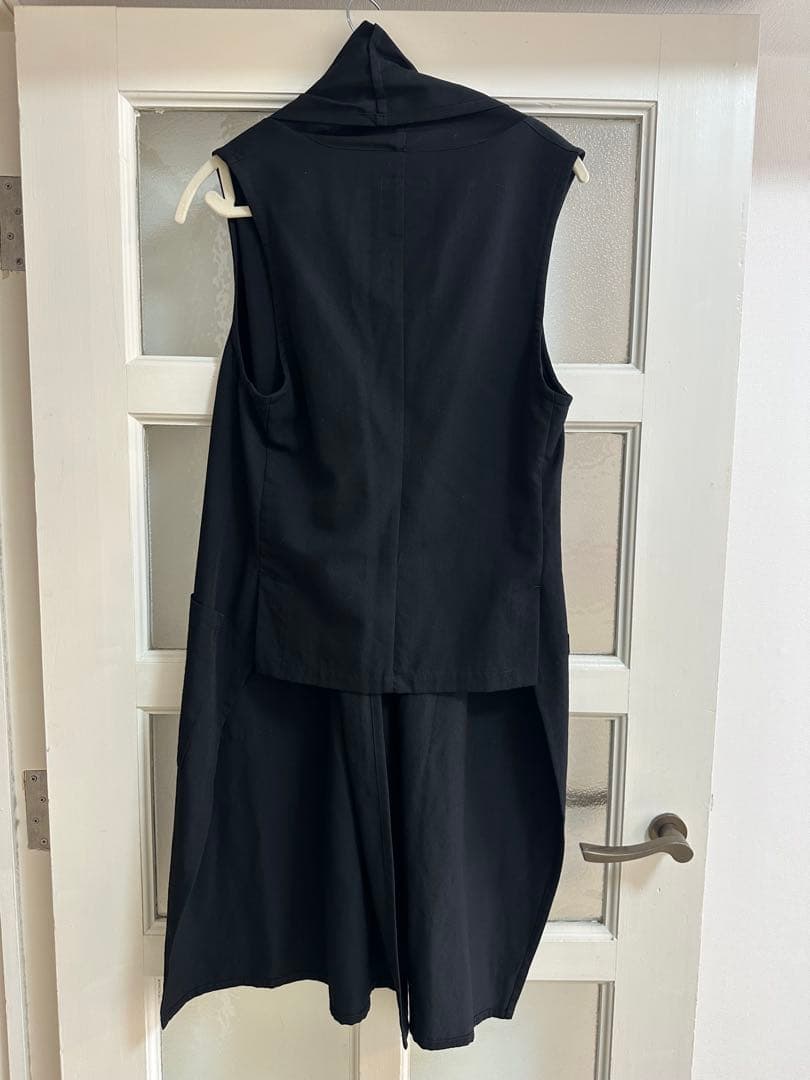 LIMI feu リミフゥ ウール 100% ロングジレ ベスト 黒 S