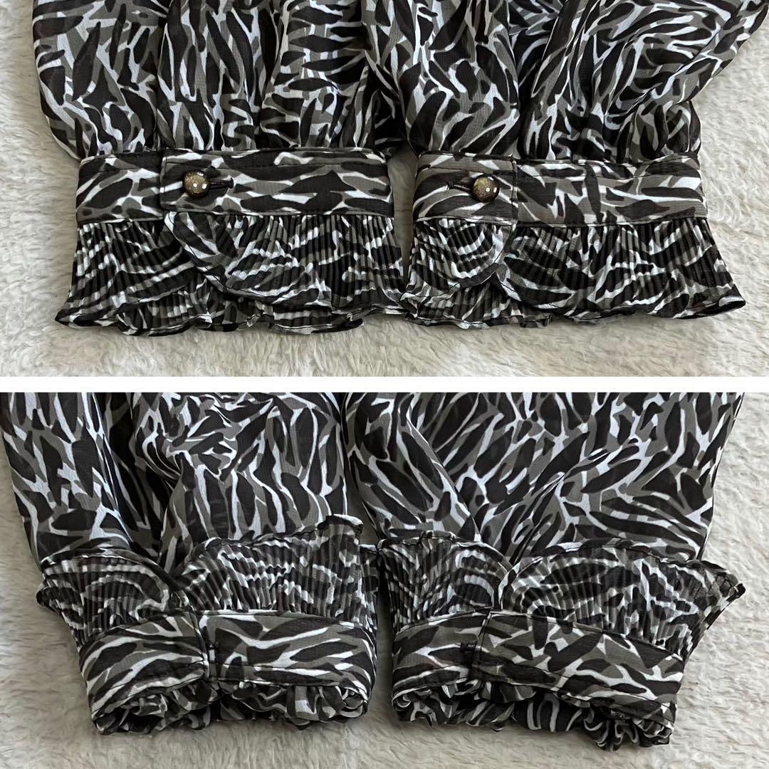 ロシャス レリアン　長袖ロングワンピース 総柄 リボン 13+ 大きいサイズ