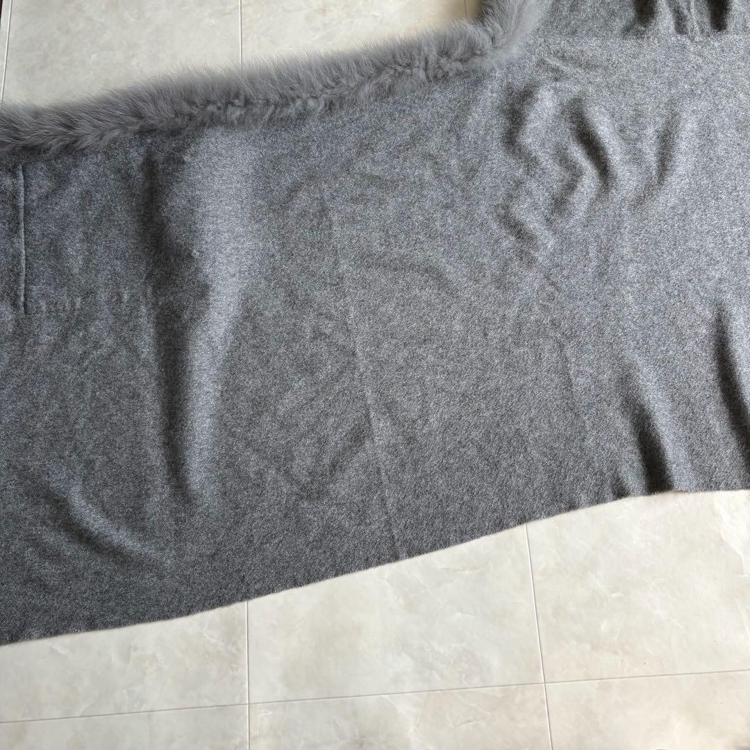 美品✨Diagram カシミヤ×FOXファー フードケープ ポンチョ グレー F