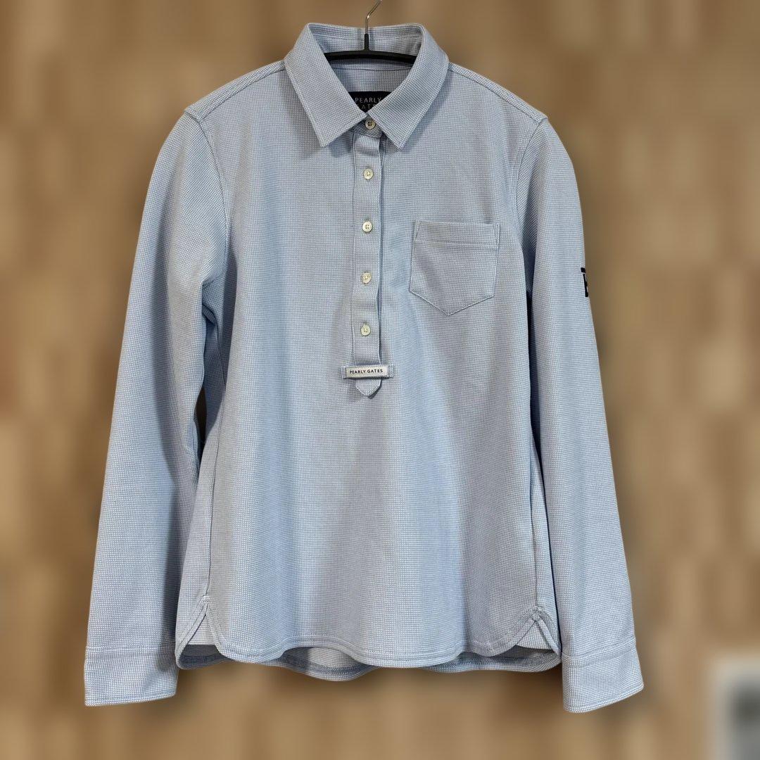 PEARLY GATES 長袖ポロシャツ サックスブルー レディース S