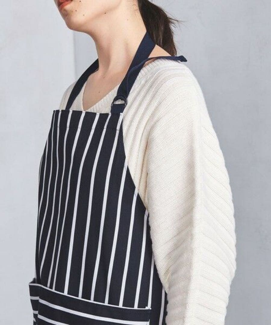 新品 RUSHBROOKES エプロン ロング ストライプ ネイビー イギリス