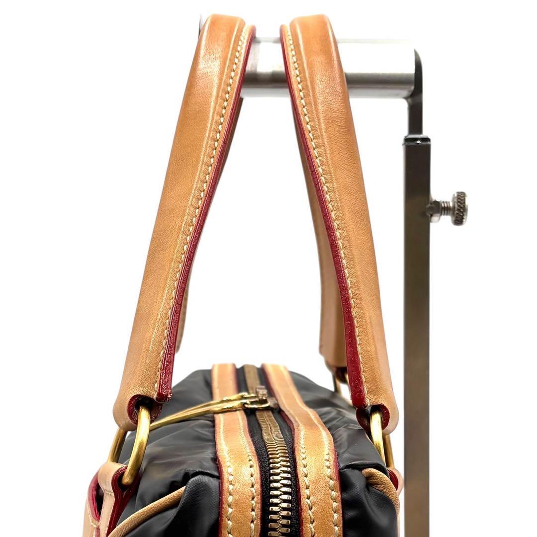 【美品】 ハンティングワールド バチューサーパス ネイビー ハンドバッグ