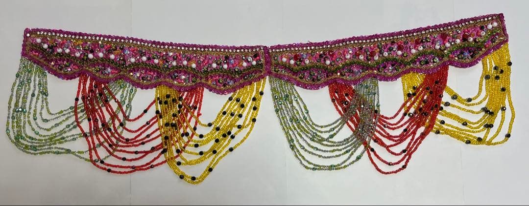 ベリーダンス衣装　ピンク　ブラベルト&アーム&スカート2枚