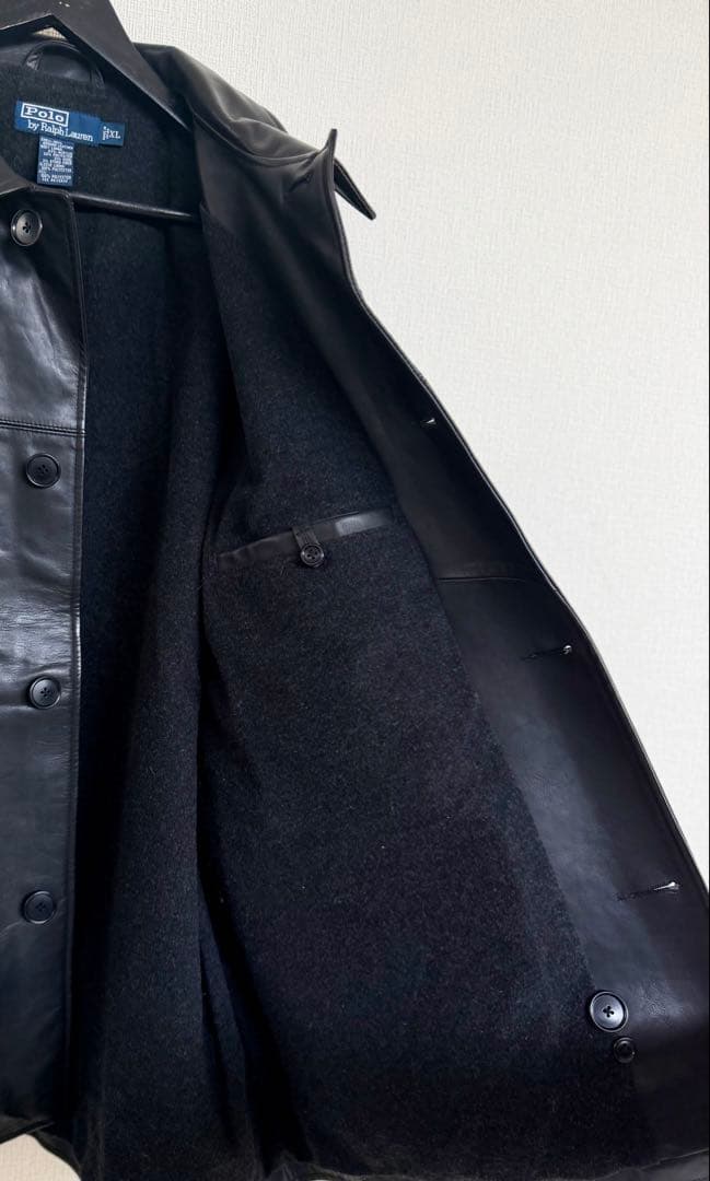 超スペシャル 90s ポロ ラルフローレン レザー カーコート XL ブラック