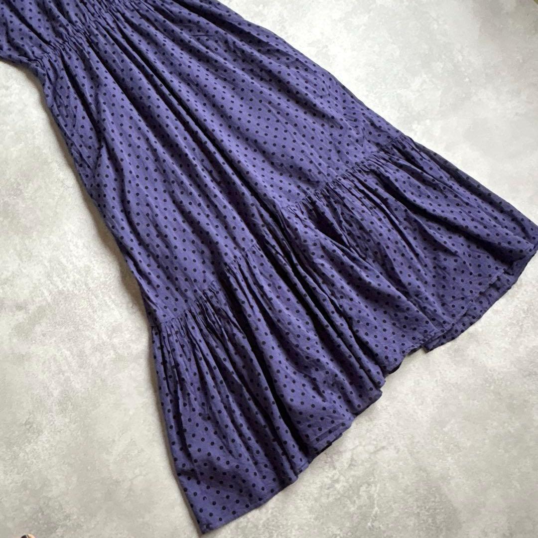 スビックアンドスパン ヌキテパ コットンボイルドットプリントワンピース ロング丈