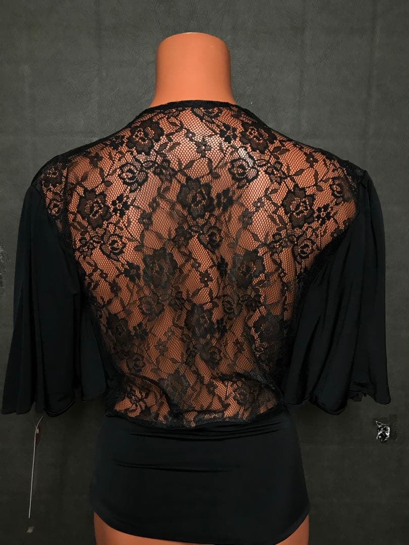 【エスパン】レース黒トップス2864