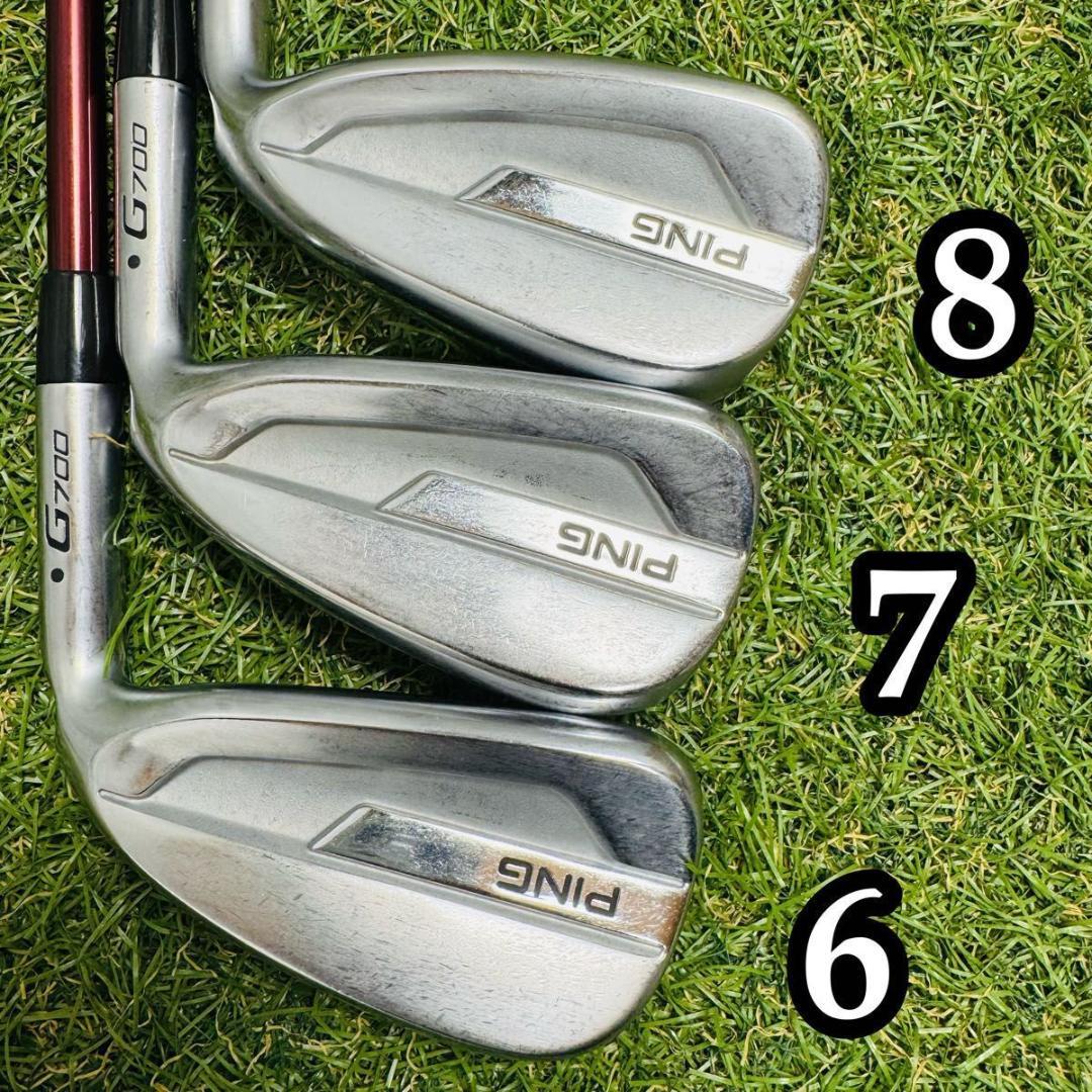 【良品】初心者推奨 ピン G700 黒ドット メンズアイアンセット 7本 R