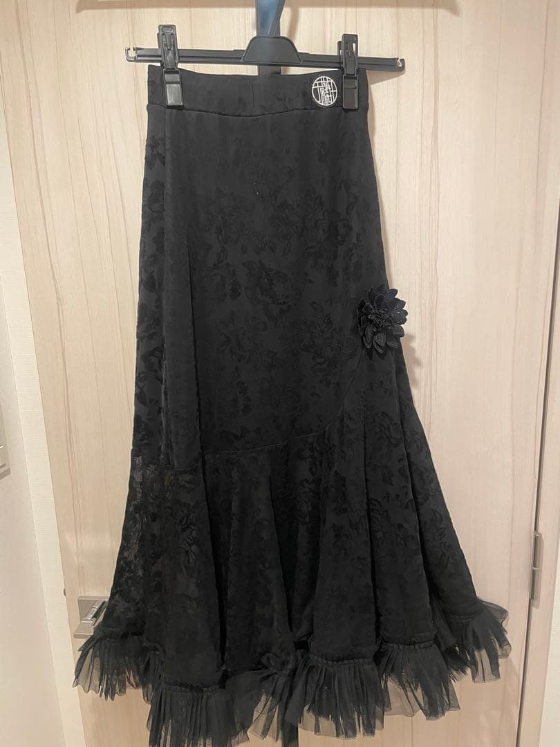 【美品】社交ダンス スカート M 黒 ブラック ベルベット