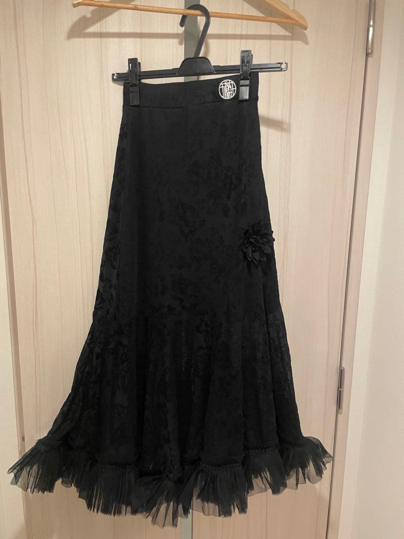 【美品】社交ダンス スカート M 黒 ブラック ベルベット