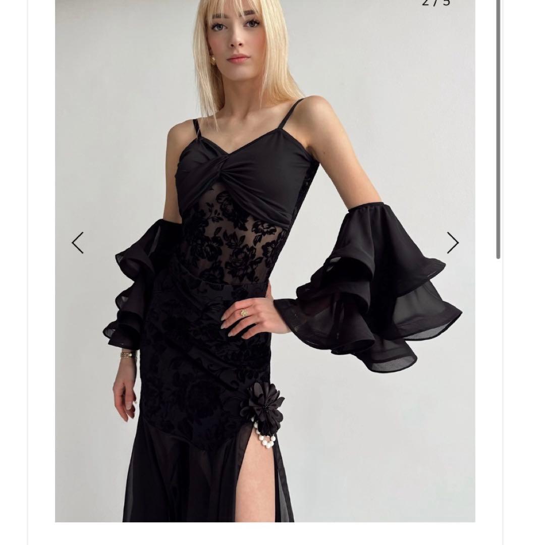 【美品】社交ダンス スカート M 黒 ブラック ベルベット