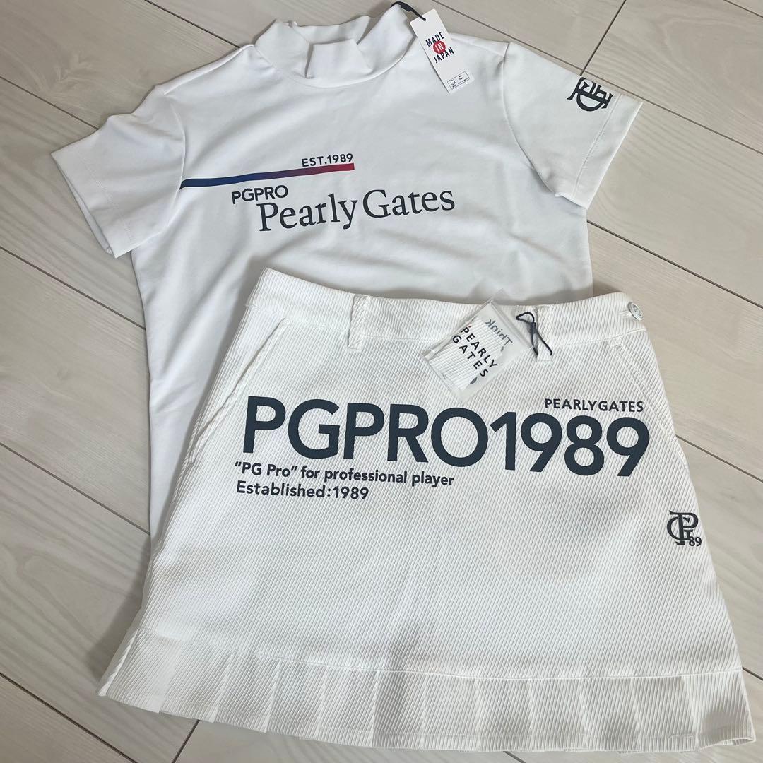 新品★46,200円 パーリーゲイツ 上下２枚セット モックネック＆スカート白S