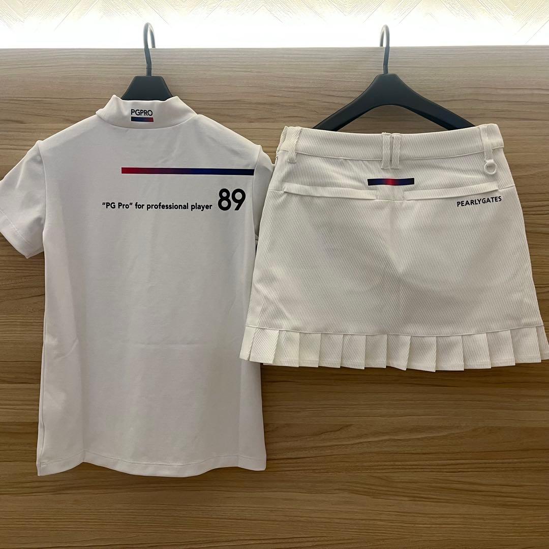 新品★46,200円 パーリーゲイツ 上下２枚セット モックネック＆スカート白S