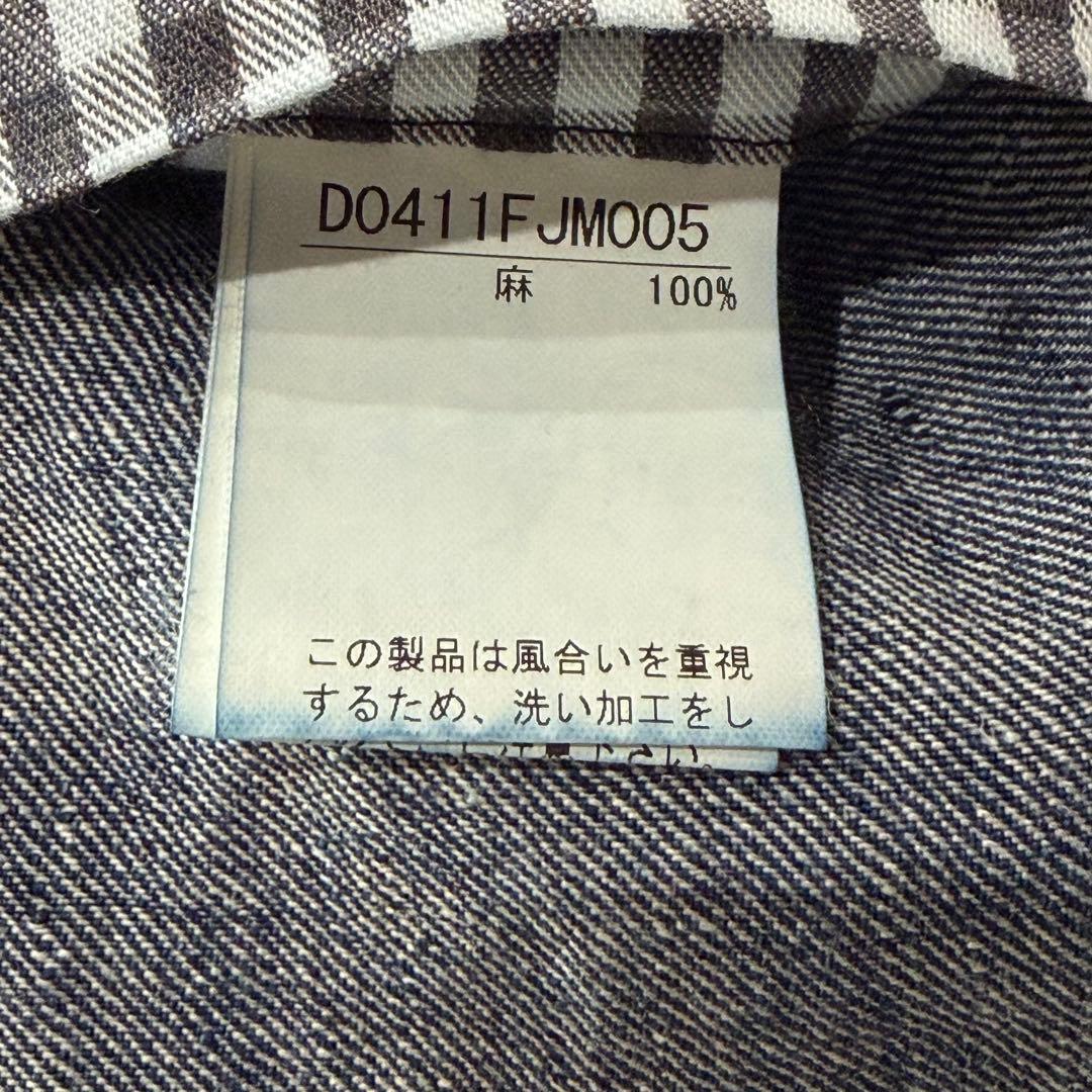 パパス デニム チャイナジャケット カンフージャケット リネン100% Lサイズ