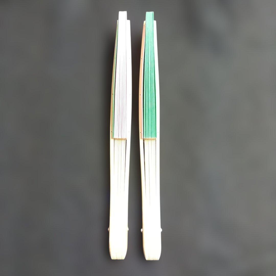 舞扇 (63) 新品未使用 表裏色違い2本セット 美品 扇子 舞台 工芸品