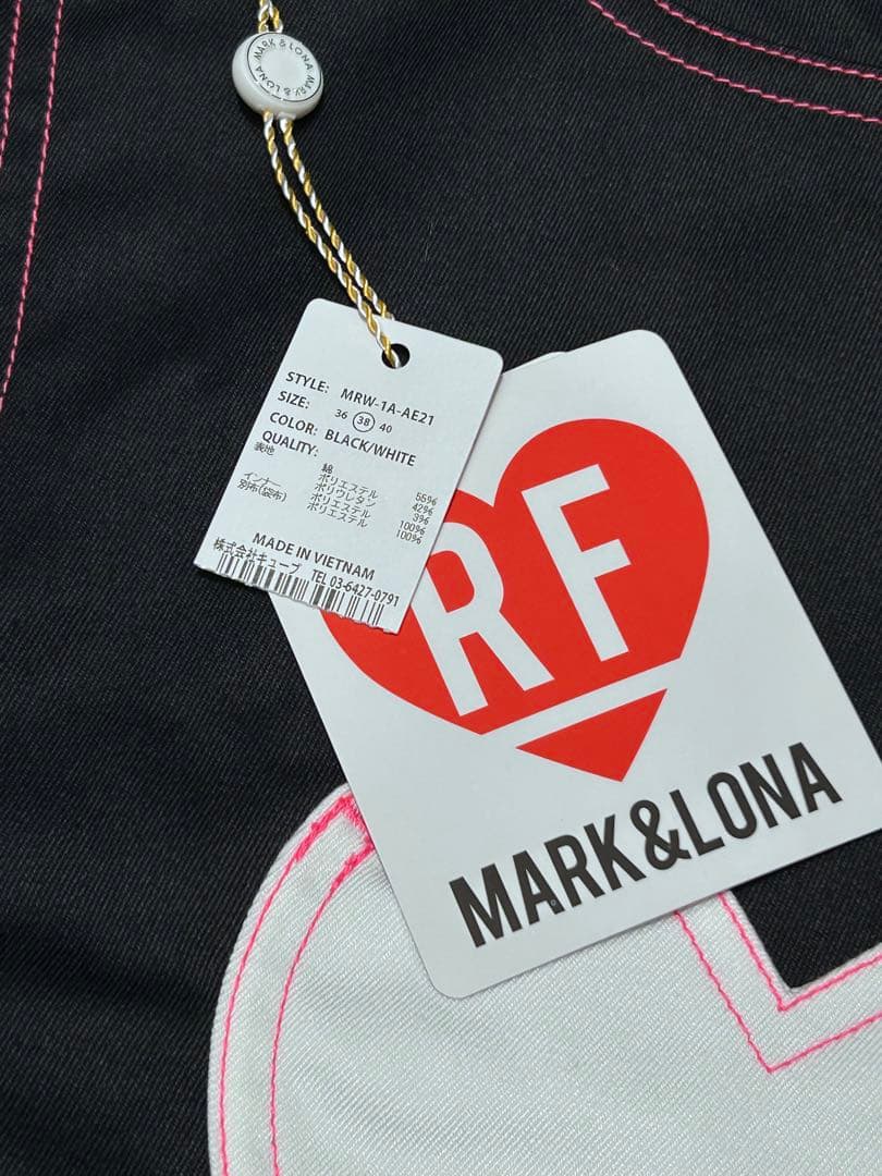 新品 MARK&LONA インナー付きスカート バイカラー ホワイトブラック