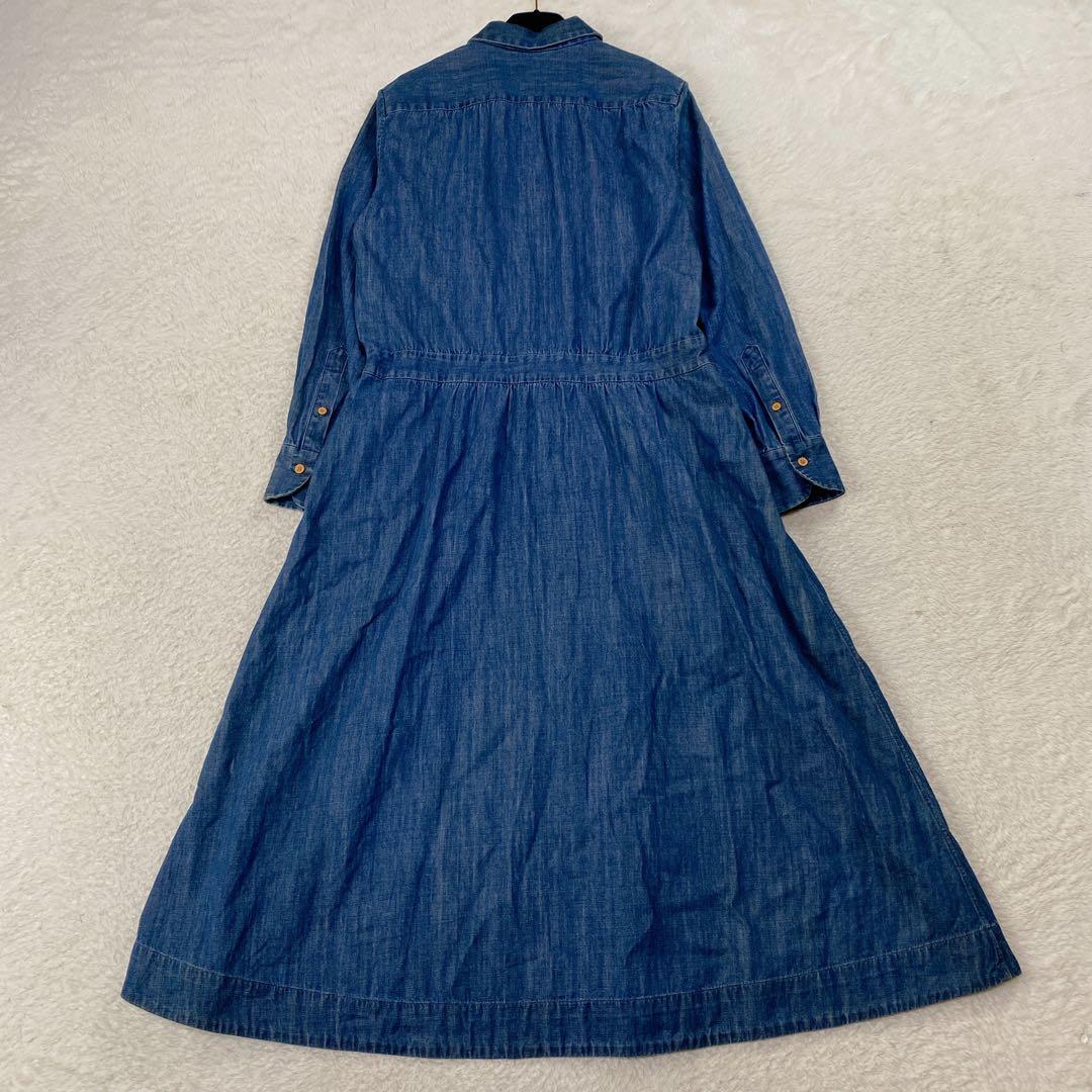 美品♡ 45R デニムシャツワンピース 2way 羽織 インディゴ 3