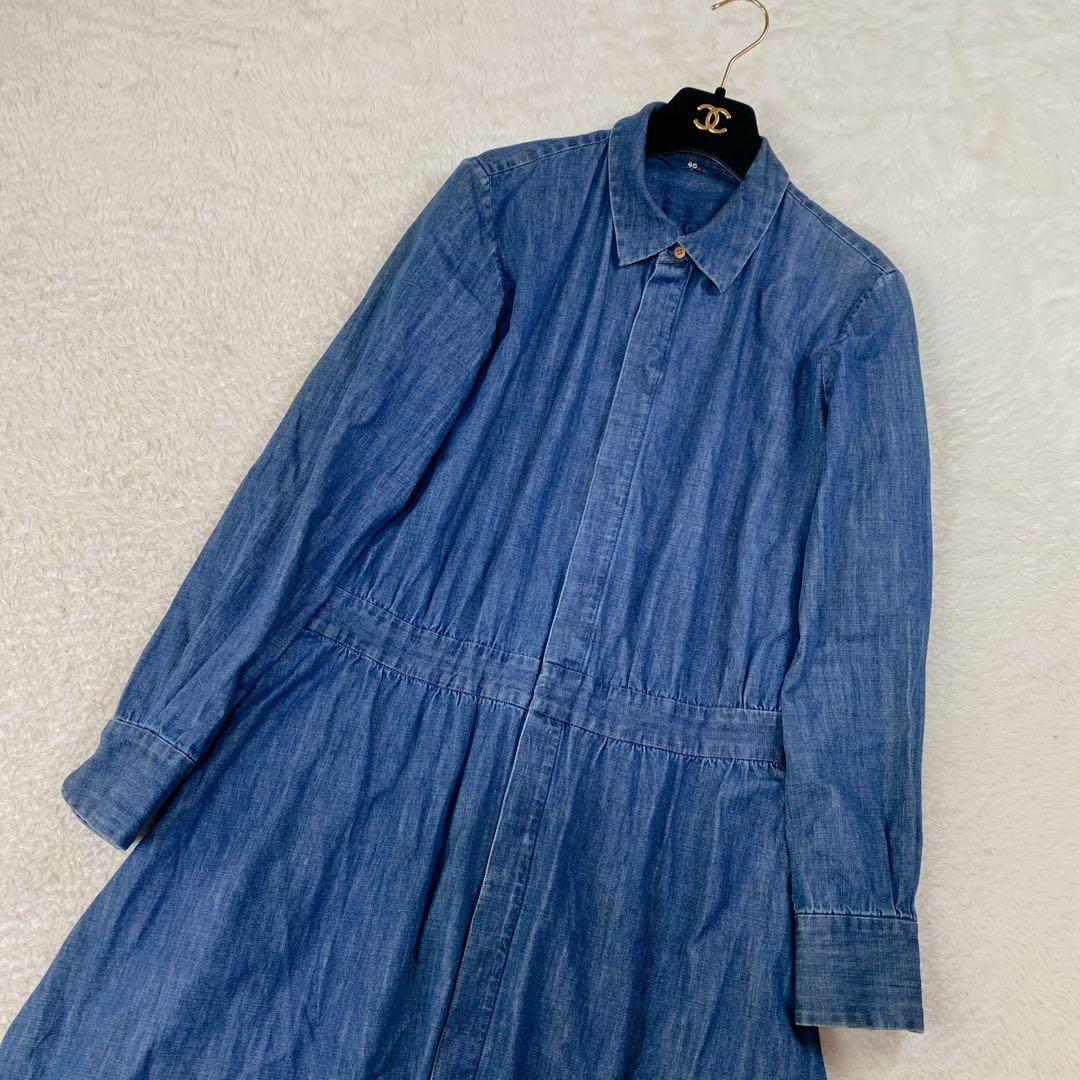 美品♡ 45R デニムシャツワンピース 2way 羽織 インディゴ 3