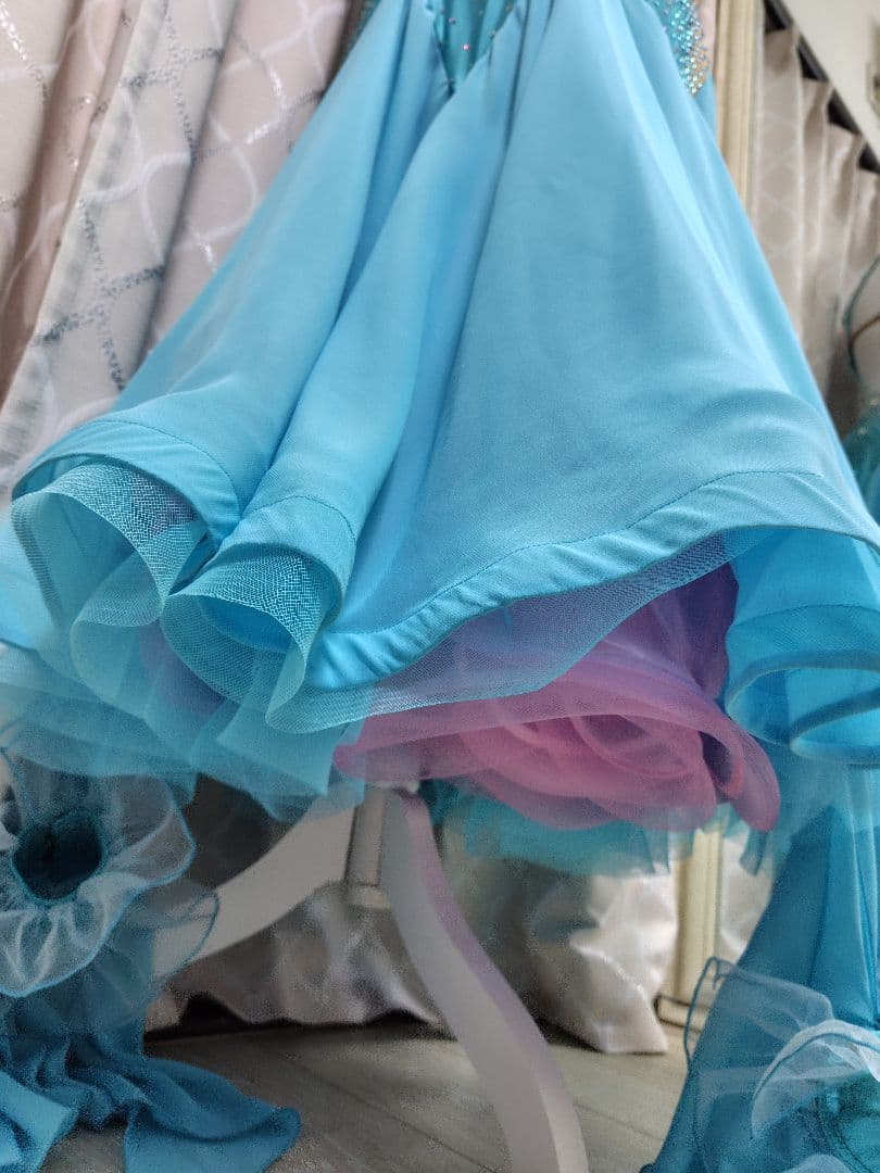に*ん様 社交ダンス　水色ドレス　セミオーダードレス