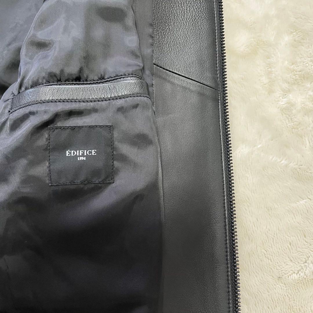 極美品✨エディフィス　ラムレザー　羊革　シングルライダース　M　黒　ダブルジップ