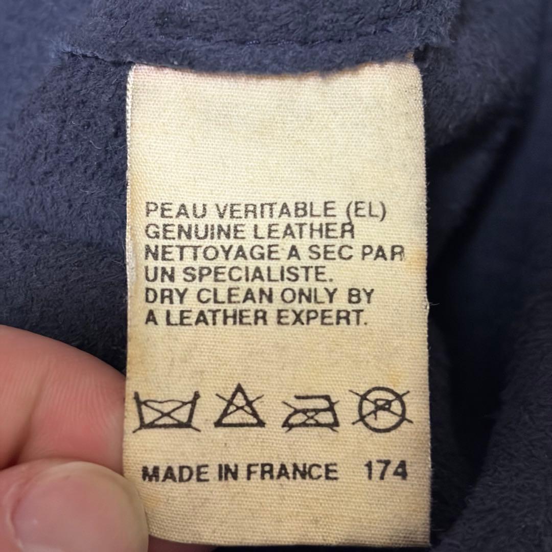 00s フランス製 ディアスキン レザーコート ネイビー