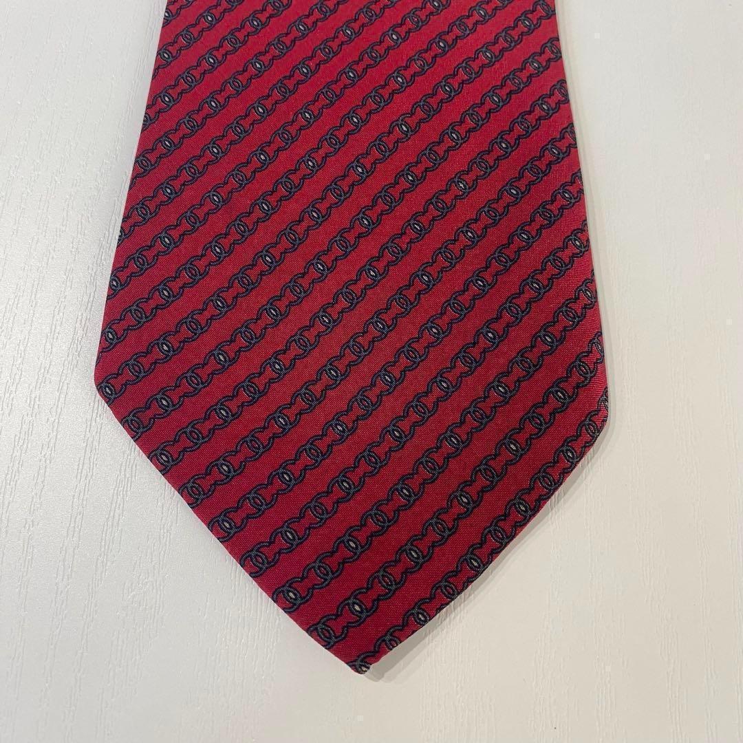 CHANEL シャネル ネクタイ ココマーク シルク100% イタリア製 赤色