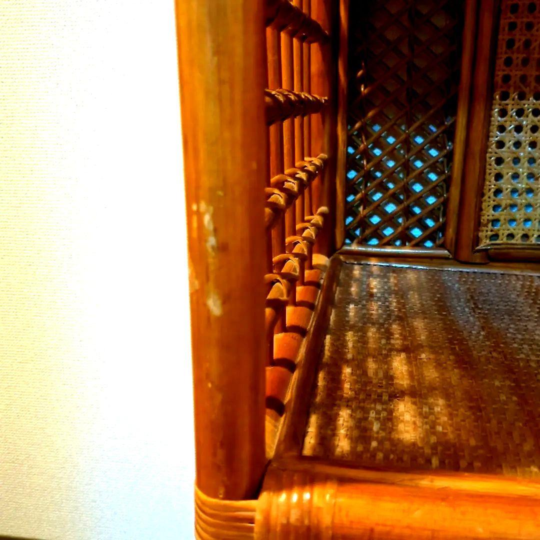 ヴィンテージ アーチラタンラック オープンラック 籐家具 収納 ナチュラル