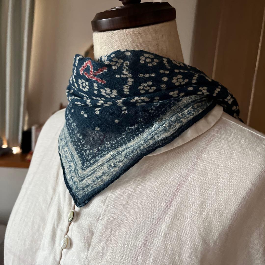 専用です。45R バンダナ　インディゴ　ドット\"R\"文字❤️柔らかガーゼ素材