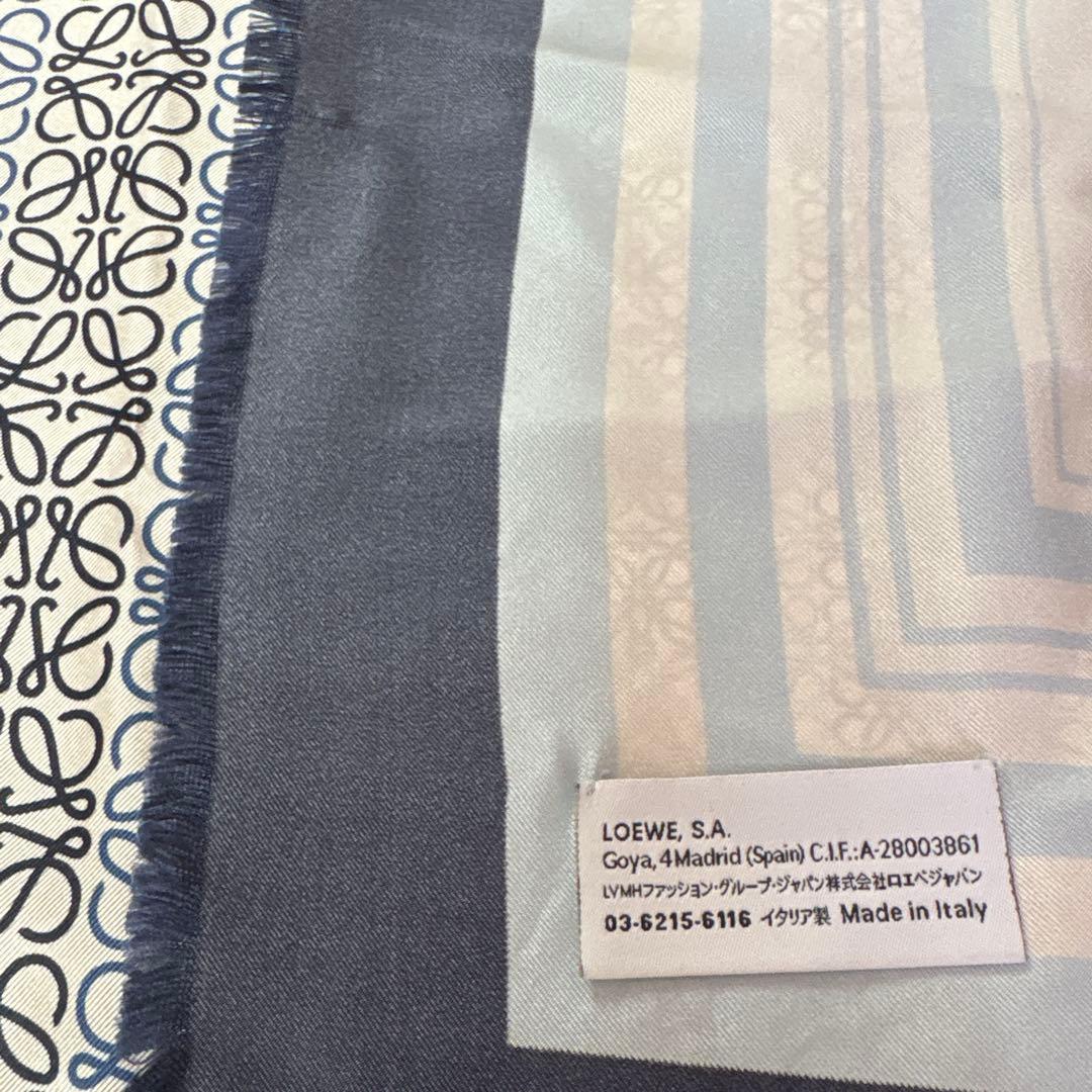 【希少】ロエベ　LOEWE アナグラム　スカーフ　ストール　大判　レア　ネイビー