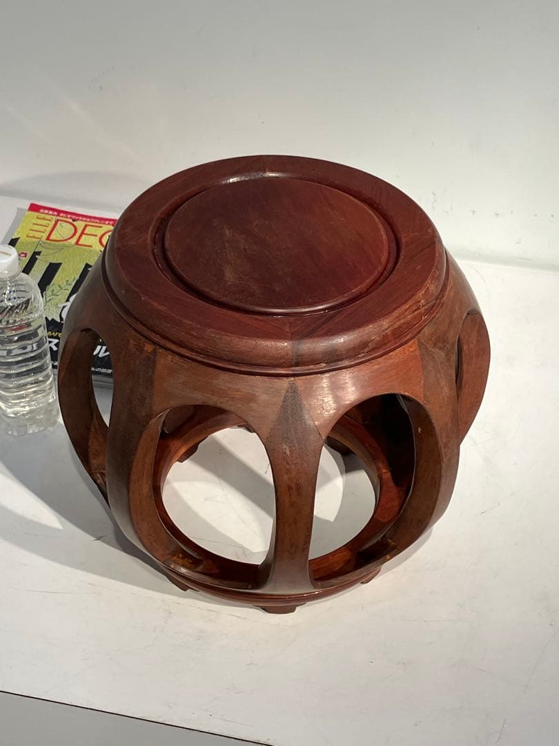 唐木・ドラムスツール、無垢、花台、レトロ、サイドテーブル、キツツキ、天童木工