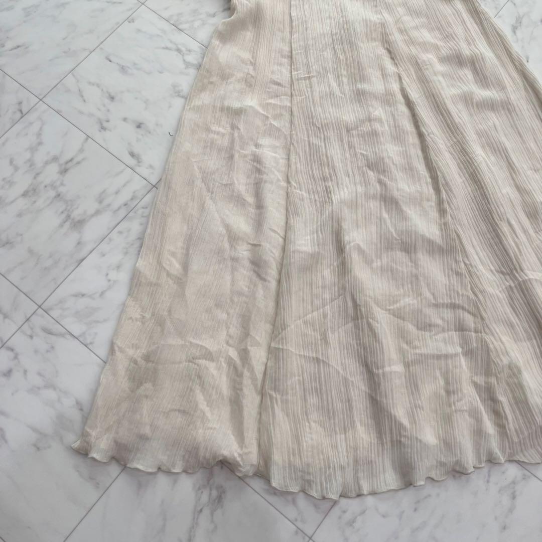 SeeByChloé シルクコットン　シアー楊柳ロングワンピース リボン襟　36