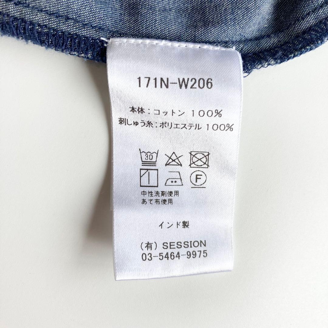 （s3）ヌキテパ 　デニム刺繍ワンピース　着丈129　インディゴ