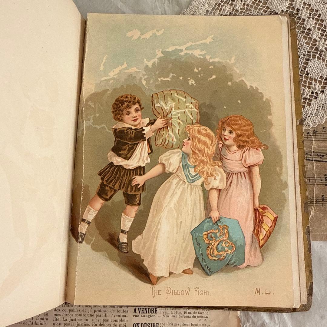稀少1892年アンティーク愛らしい絵本ヴィクトリアン洋書ジャンクジャーナル古書