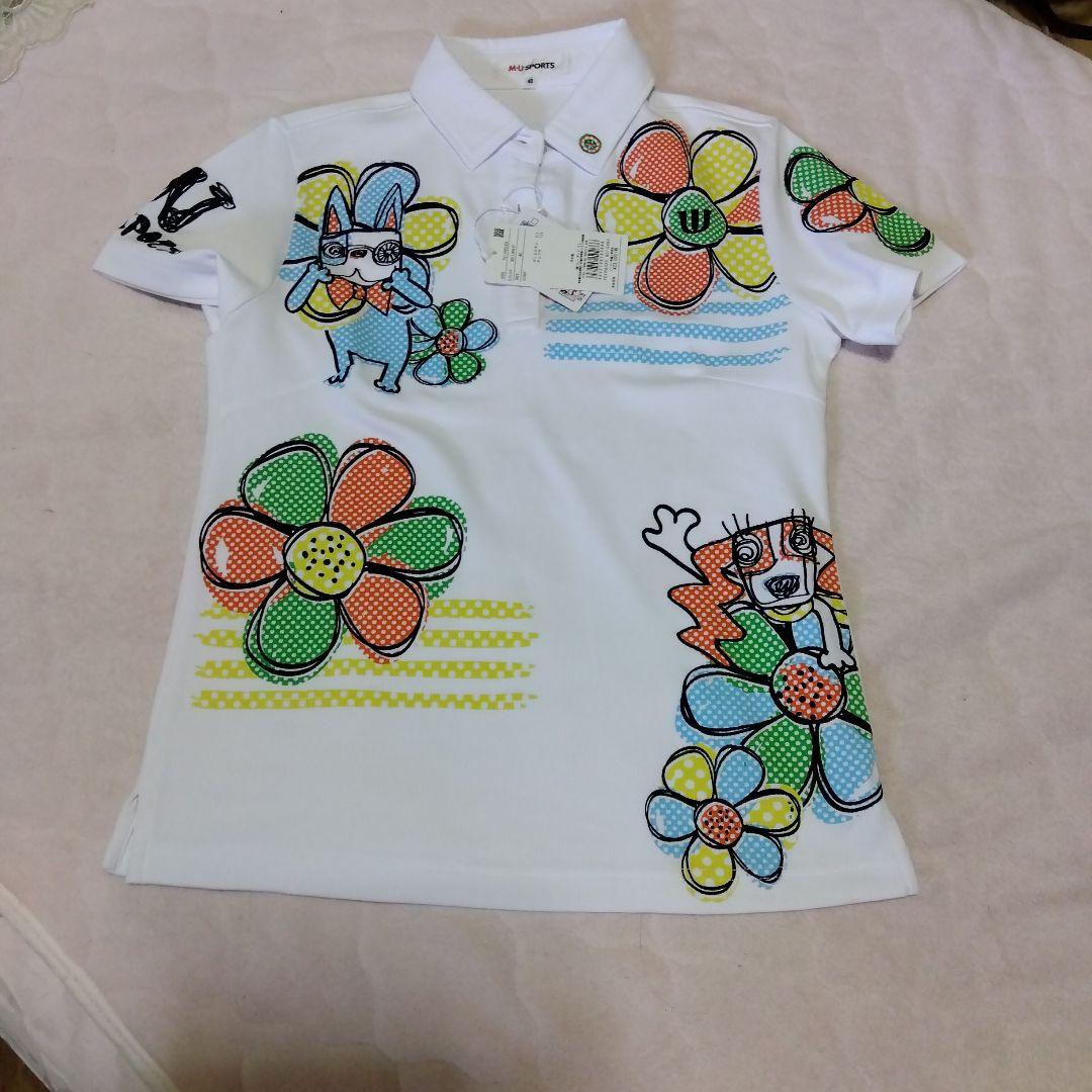 MU SPORTS フラワー柄ポロシャツ