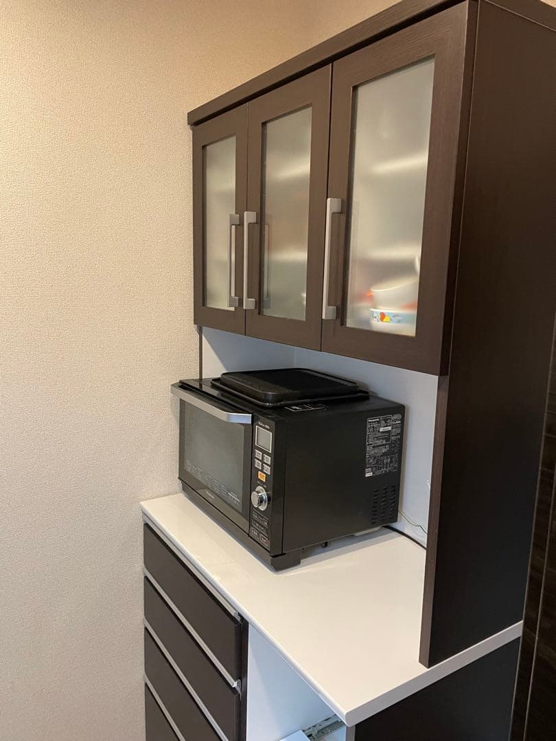 【送料込み】ニトリ　キッチンボード　食器棚　レジューム90 ダークブラウン