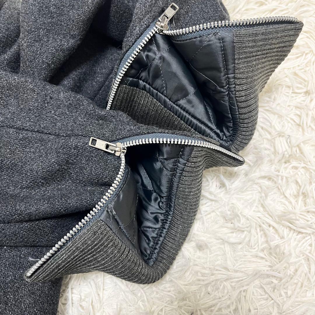 美品✨ウィズリミテッド ダブルライダースジャケット ウール レザー グレー L