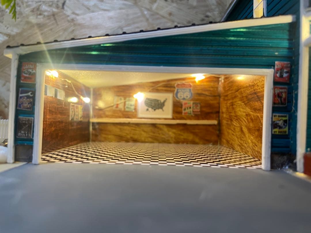 hiro　1/64★ジオラマ 【アメリカンガレージハウスとガレージ】