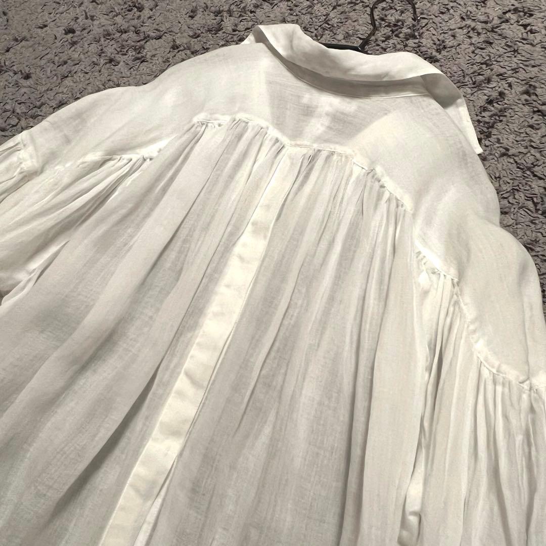 RIAM-PLAGE リネン100% スキッパーシャツ バックギャザー F