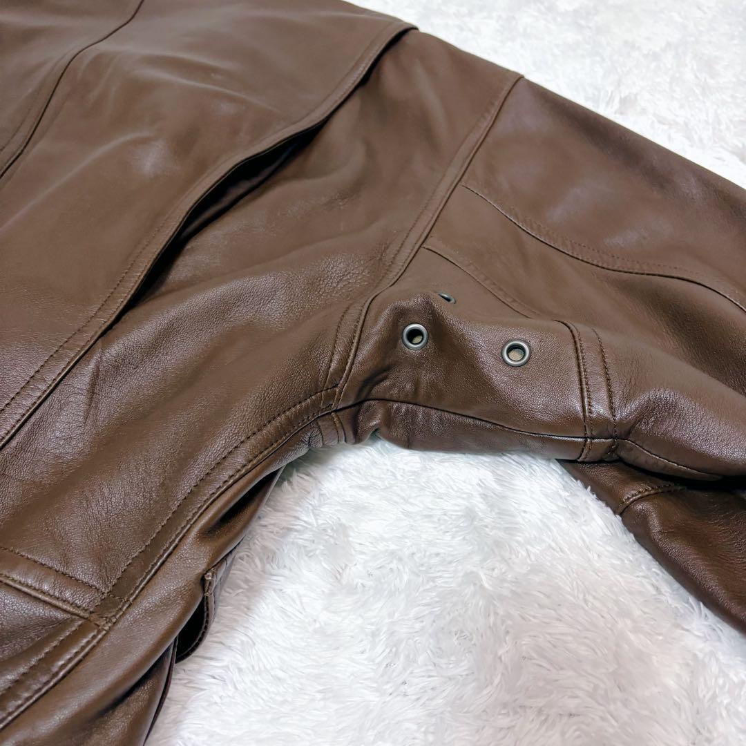 INTERMEZZO 本革 レザージャケット 中綿 キルティング 茶
