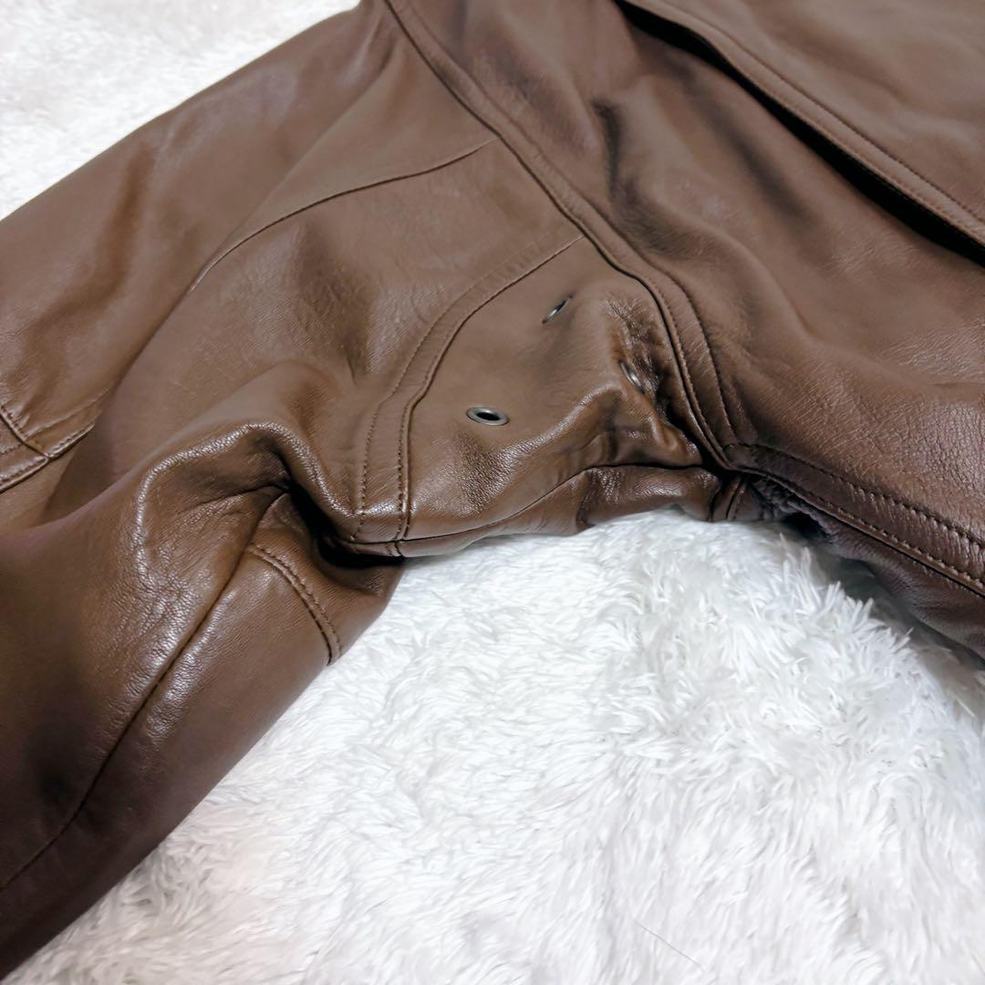 INTERMEZZO 本革 レザージャケット 中綿 キルティング 茶