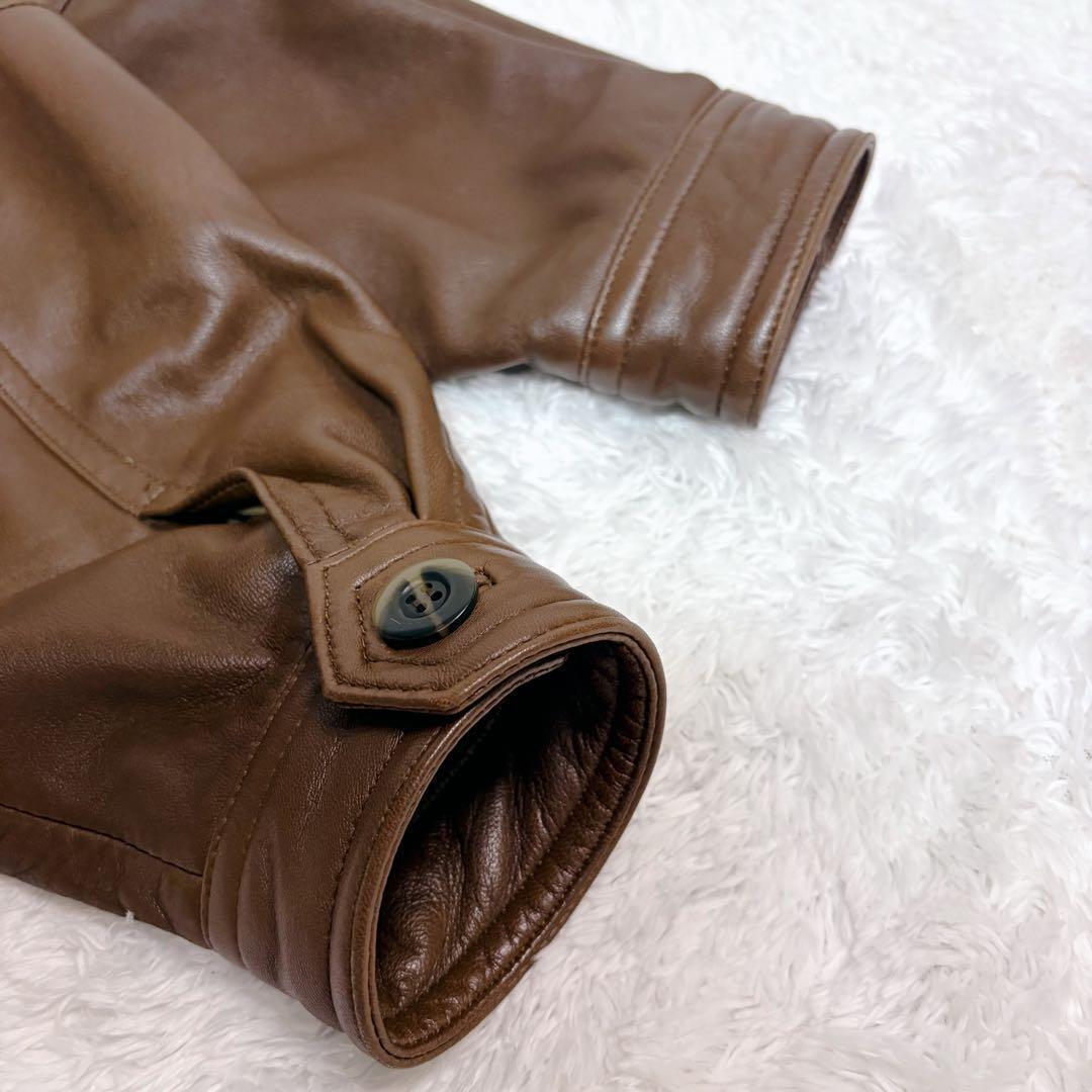 INTERMEZZO 本革 レザージャケット 中綿 キルティング 茶