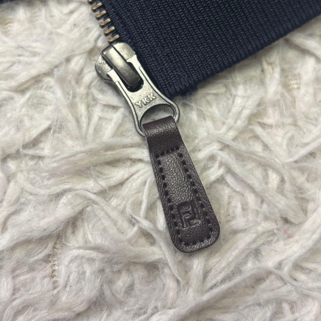 ◎極美品 FOOTJOY ゴルフ ニット ジップアップ レザー使い ロゴ刺繍L