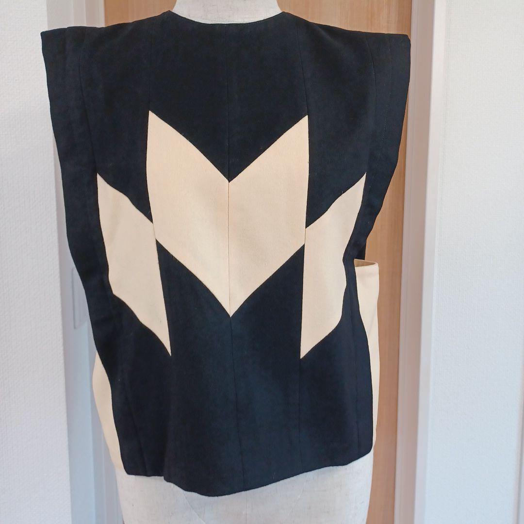 ️サンフランシスコ　ヴィンテージ　ベスト　ジレ　ブラッククリーム 黒クリーム